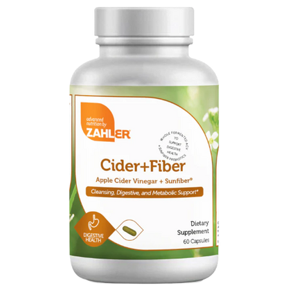  60 Capsule Bottle of Zahler Apple Cider Vinegar with Sunfiber Fibre Supplements