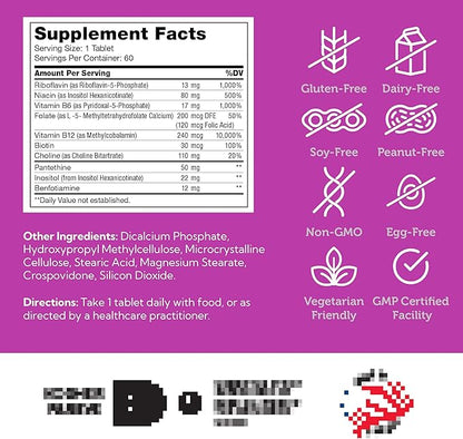 Bioactive B complex tablets with methylated and phosphorylated B vitamins for absorption