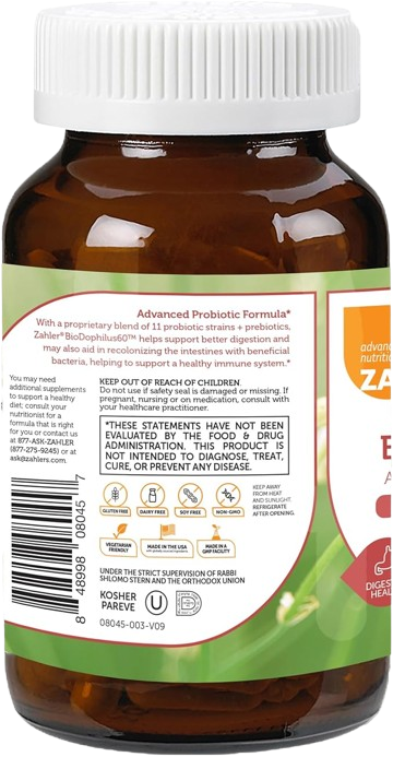 BioDophilus Probiotic Capsule Bottle Angled View Showing Gut Health Supplement Label 