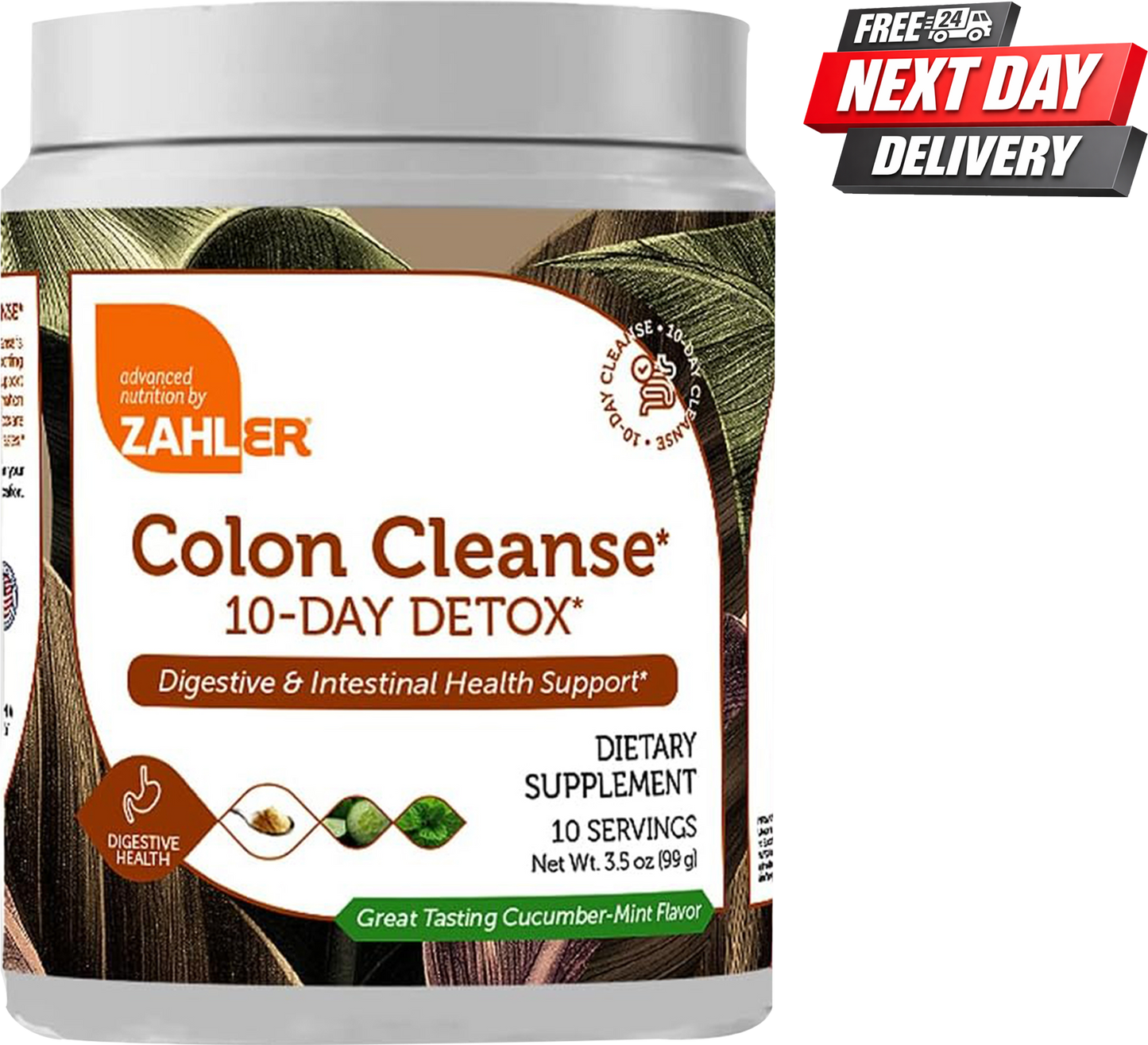 Zahler Colon Cleanse 10 Day Detox Powder Jar, Cucumber Mint Flavour, 99g