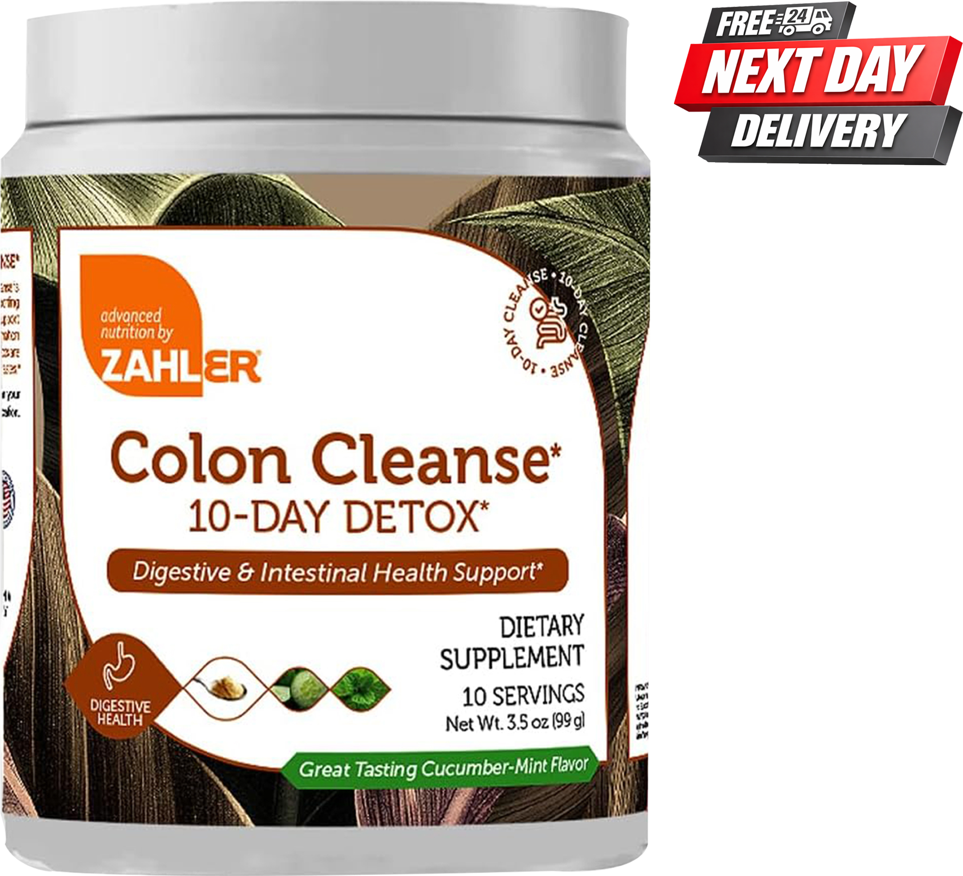 Zahler Colon Cleanse 10 Day Detox Powder Jar, Cucumber Mint Flavour, 99g