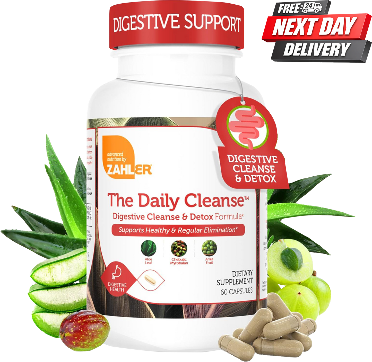 Zahler Daily Cleanse Gut Cleanse and Detox Supplement Bottle with Triphala and Cape Aloe, 60 Capsules