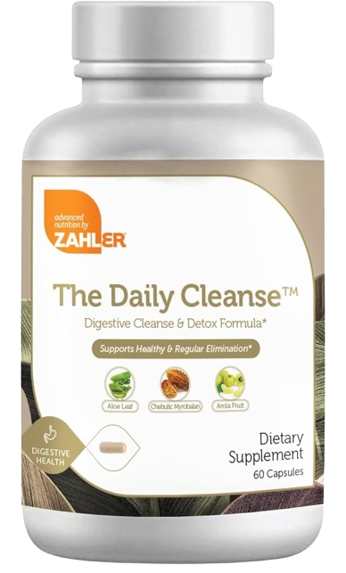 60 Capsule Bottle of Zahler Daily Cleanse Gut Cleanse and Detox Supplement