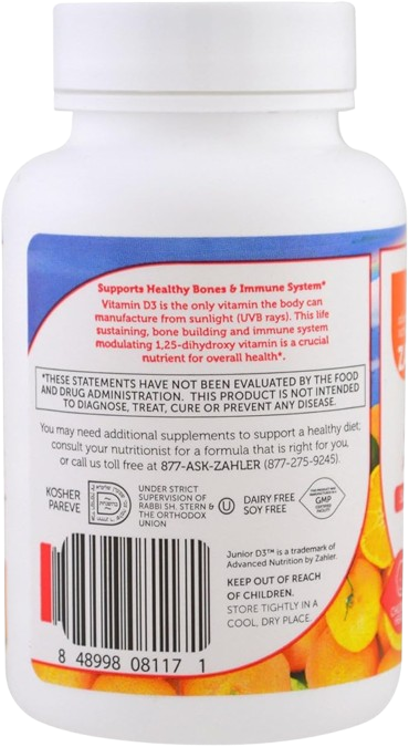 Child Taking a Junior D3 Orange Flavour Chewable Vitamin D3 Tablet