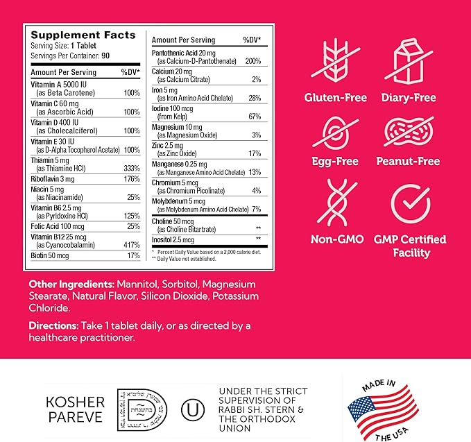 Kosher Halal Gluten-Free Badges for Zahler Kids Multivitamin Tablets