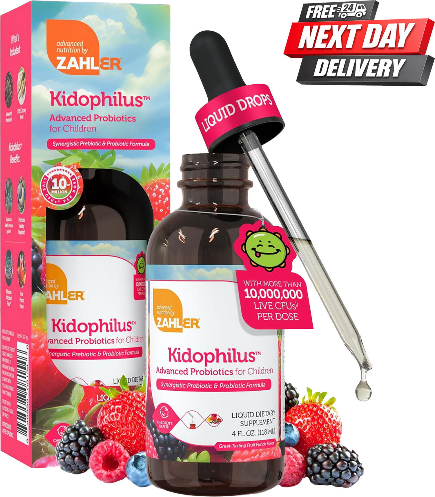 Zahler Kidophilus Liquid Probiotic Drops for Kids Bottle, 10 Million CFU, 118ml