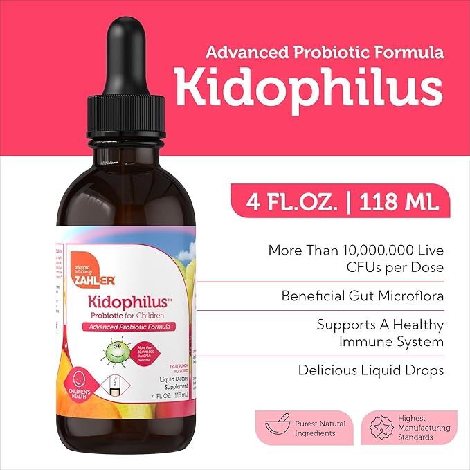 Kosher Halal Gluten-Free Badges for Zahler Kids Liquid Probiotic Drops