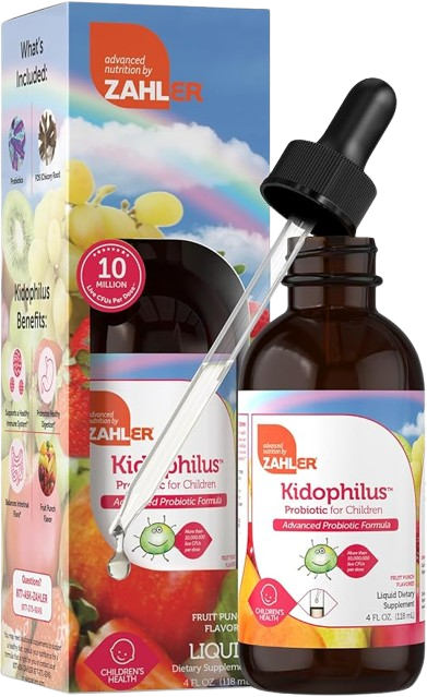 118ml Bottle of Zahler Kidophilus Fruit Punch Liquid Probiotic Drops for Kids