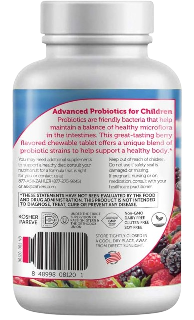 Supplement Facts Panel for Kidophilus Plus Showing 5-Strain Probiotic CFU Dosage for Kids