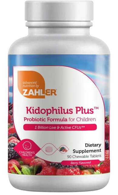 90 Tablet Bottle of Zahler Kidophilus Plus Berry Flavour Probiotics for Kids