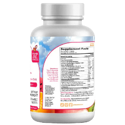 Supplement Facts Panel for KidsActive Showing Citicoline, L-Theanine and B Vitamin Dosage