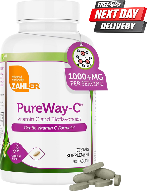 PureWay-C Vitamin C 1000mg Tablets with Bioflavonoids | Gentle Immune Support | 90 Tablets