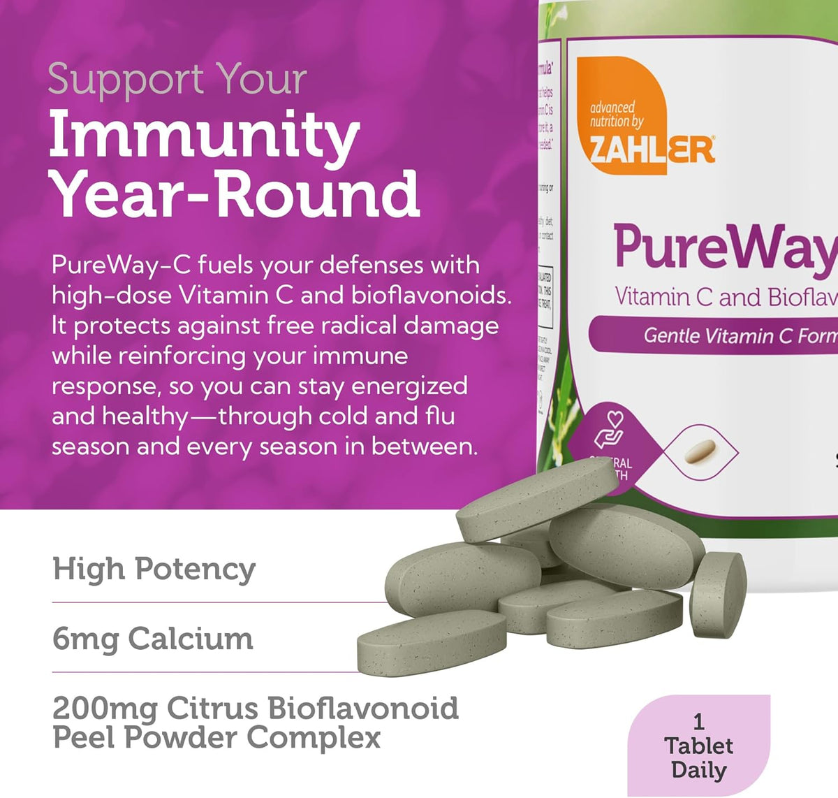 Vitamin C and Citrus Bioflavonoid Ingredients Label for Immune Booster Supplement