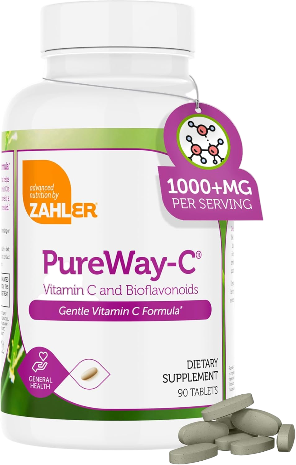 90 Tablet Bottle of Zahler PureWay-C Vitamin C 1000mg Supplement