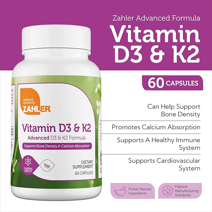 Supplement Facts Panel for Vitamin D3 K2 Capsules Showing 5000 IU D3 and MK7 K2 Dosage