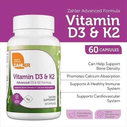 Supplement Facts Panel for Vitamin D3 K2 Capsules Showing 5000 IU D3 and MK7 K2 Dosage