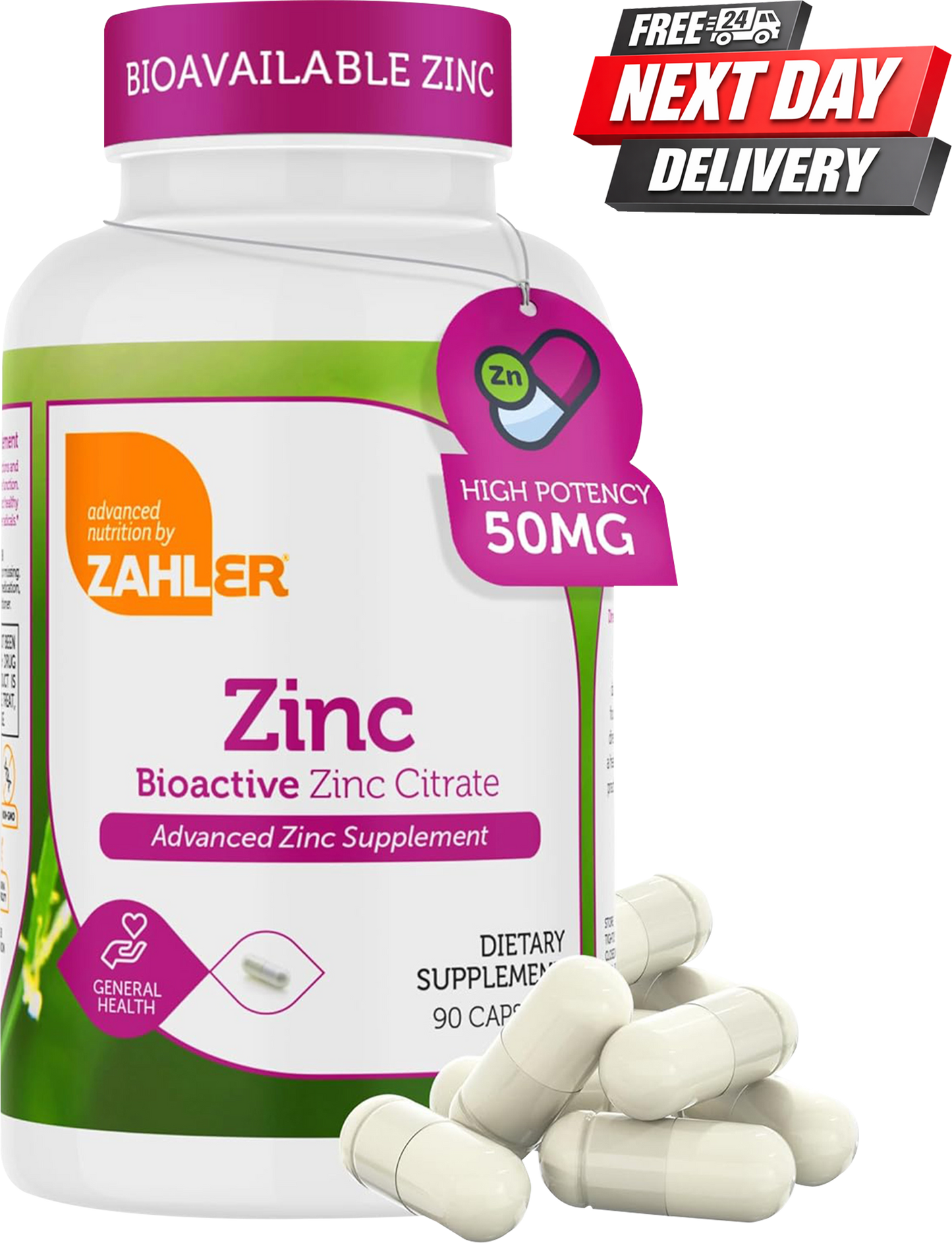 Zahler Zinc Support 50mg Zinc Citrate Capsules Bottle, 90 Count Immune Support Supplement