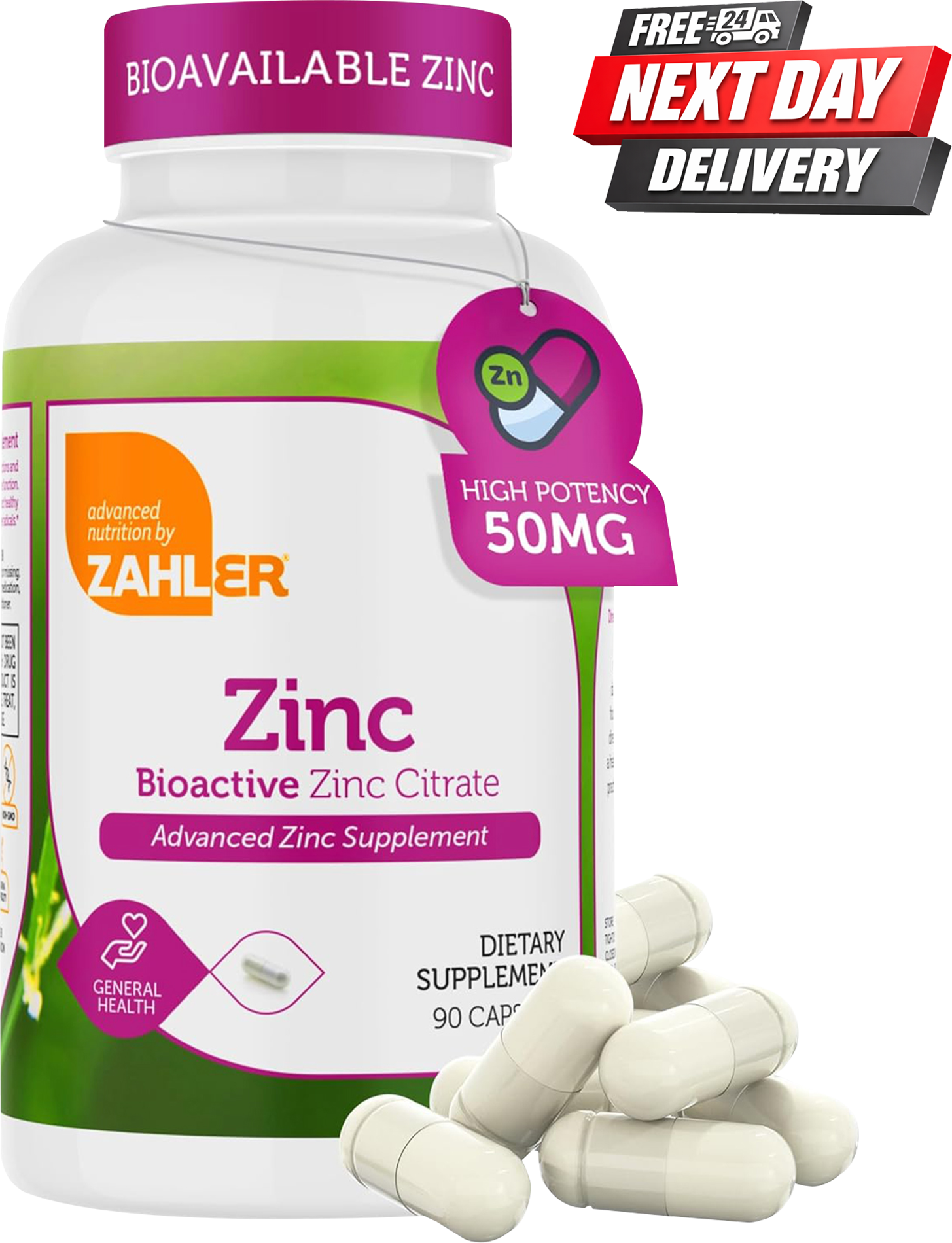 Zahler Zinc Support 50mg Zinc Citrate Capsules Bottle, 90 Count Immune Support Supplement