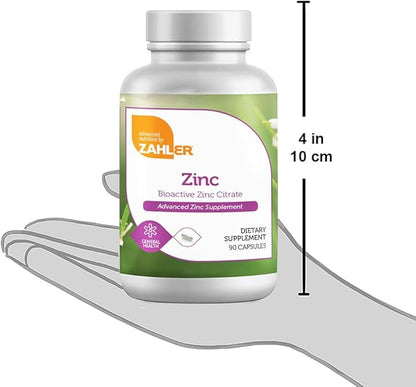 Zinc Citrate Capsule Ingredients Label for Antioxidant Protection and Immune Support Supplement