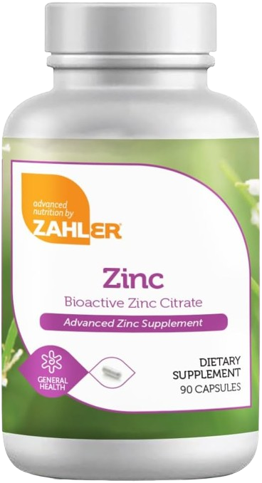 90 Capsule Bottle of Zahler Zinc Support 50mg Zinc Supplement UK